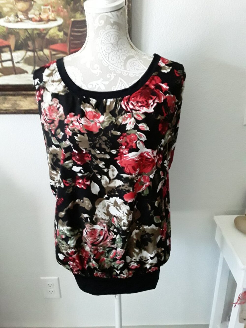 Ashley Stewart lovely floral batwing short sleeve top size 1X